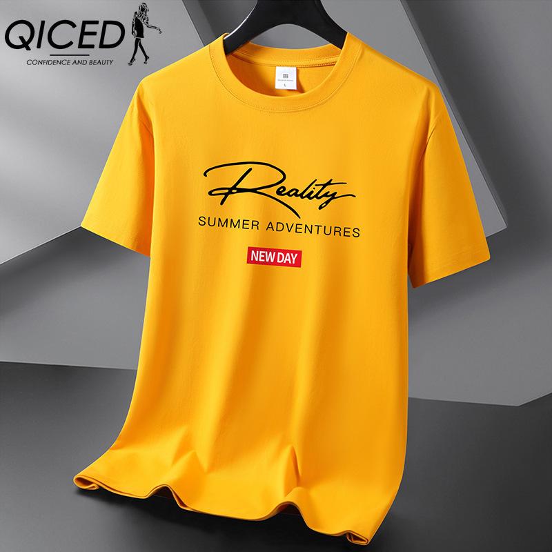QICED 13 цветов Мужская модная повседневная одежда Топы и футболки XXXXL жёлтый