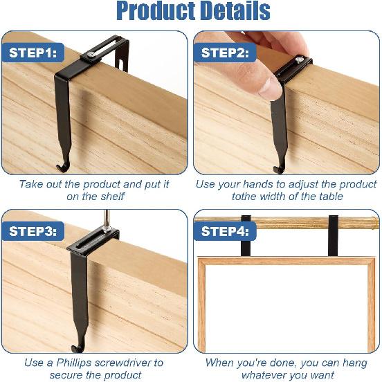 18 Pack Adjustable Cubicle Hooks Cubicle Hangers, Metal Black Universal Partition Hanger Door Mirror Hanger, Fit 1 3/8" to 3 1/2" Panels Cubicle