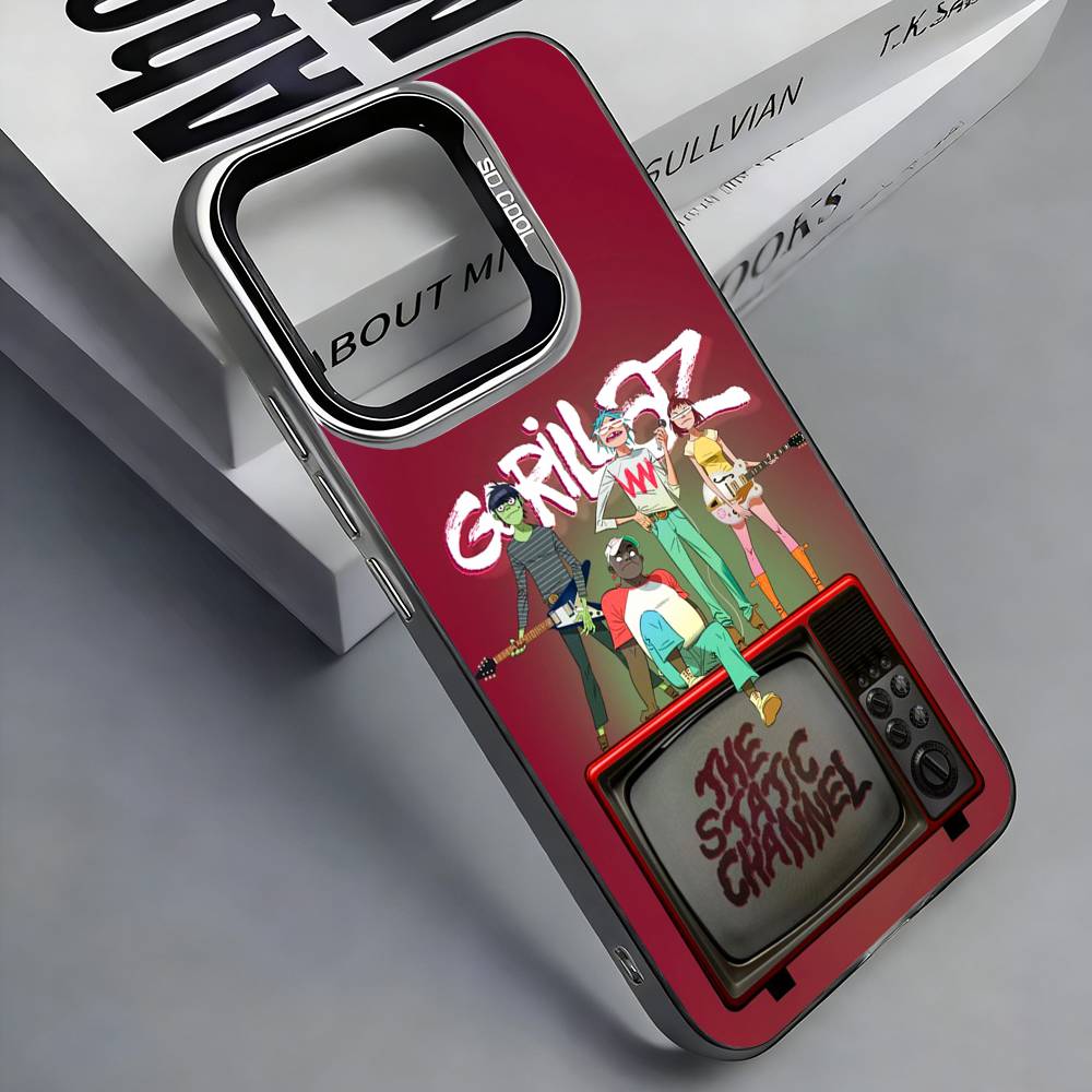 

Rock Band G-gorillaz Colorful Silver Back Phone Case For IPhone 17 16 15 14 13 12 11 Plus Pro Max Plus iPhone17promax