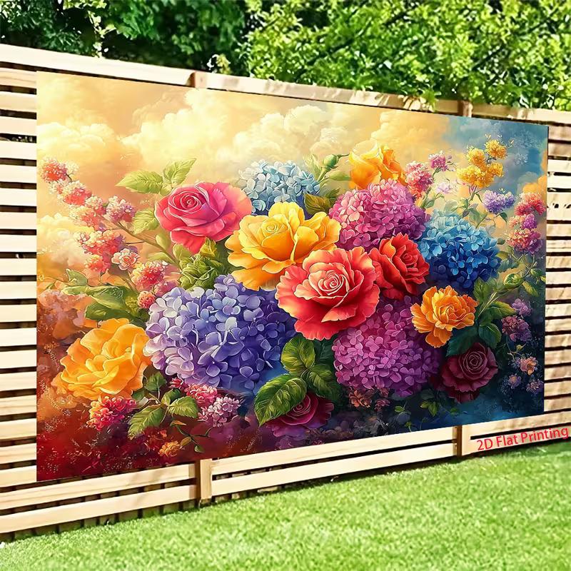 2D Colorful Rose Hydrangea Backdrop for Wedding Photography