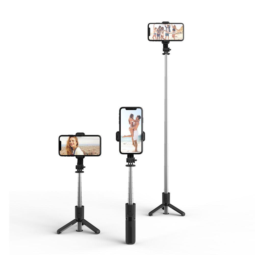 Selfie stick Bluetooth tripod up to 72cm - black