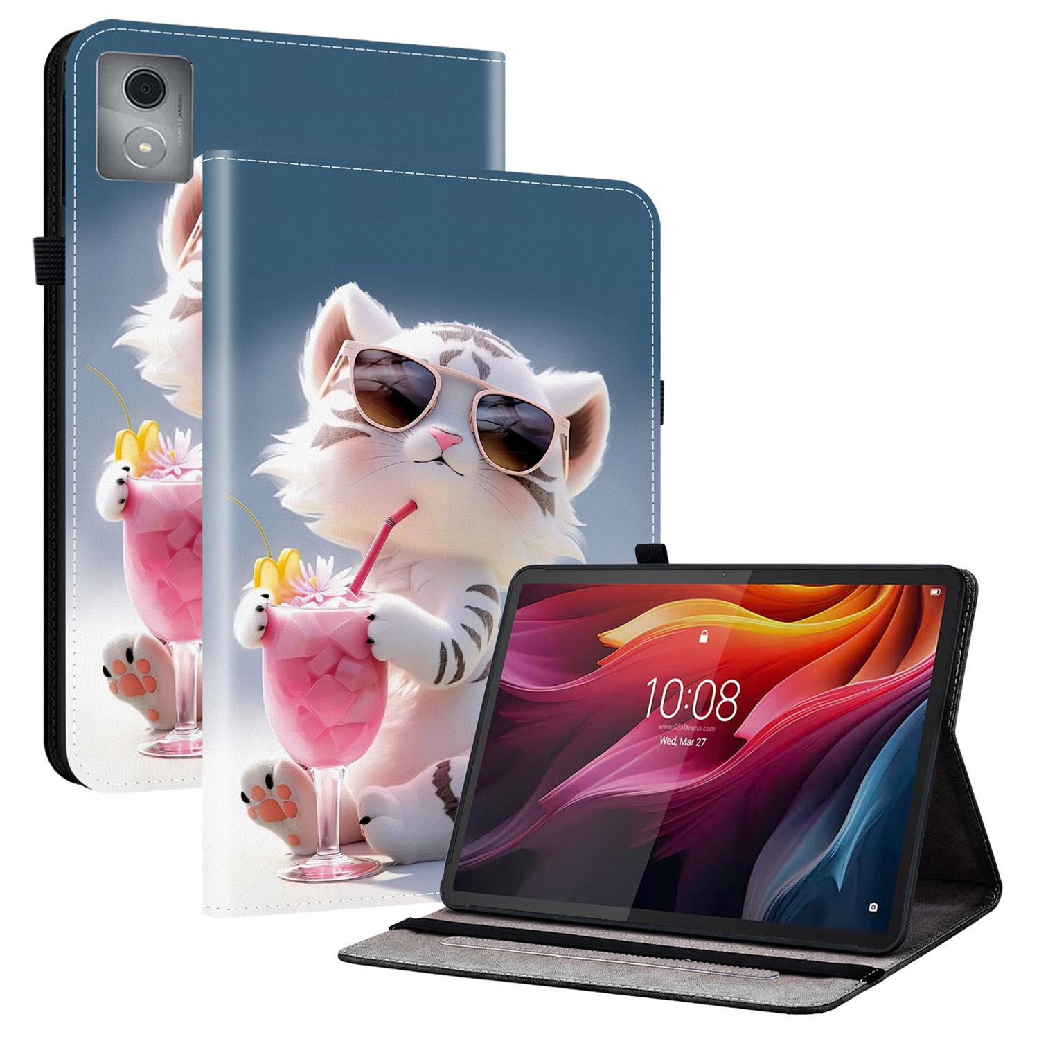 

Для Lenovo Tab K11 Plus/M11 Plus Шкіряний чохол з принтом, підставка, чохол для планшета з відділеннями для карток Cartoon Tiger