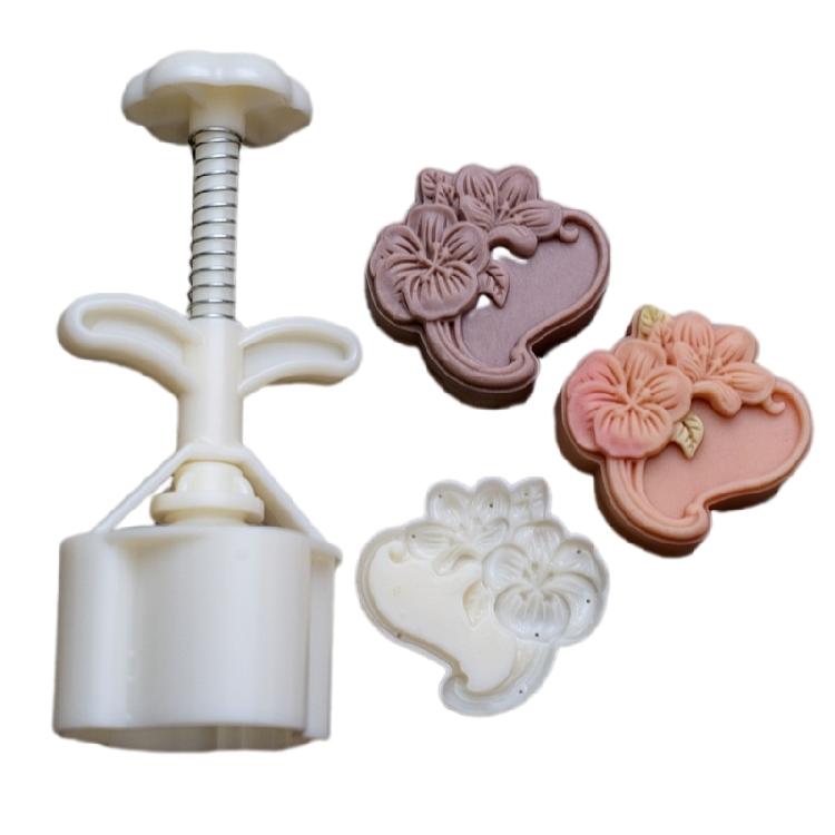 Midautumn Festival Orchid Flower Cutter Moon Cake Mould Set Used for Cake Cookie