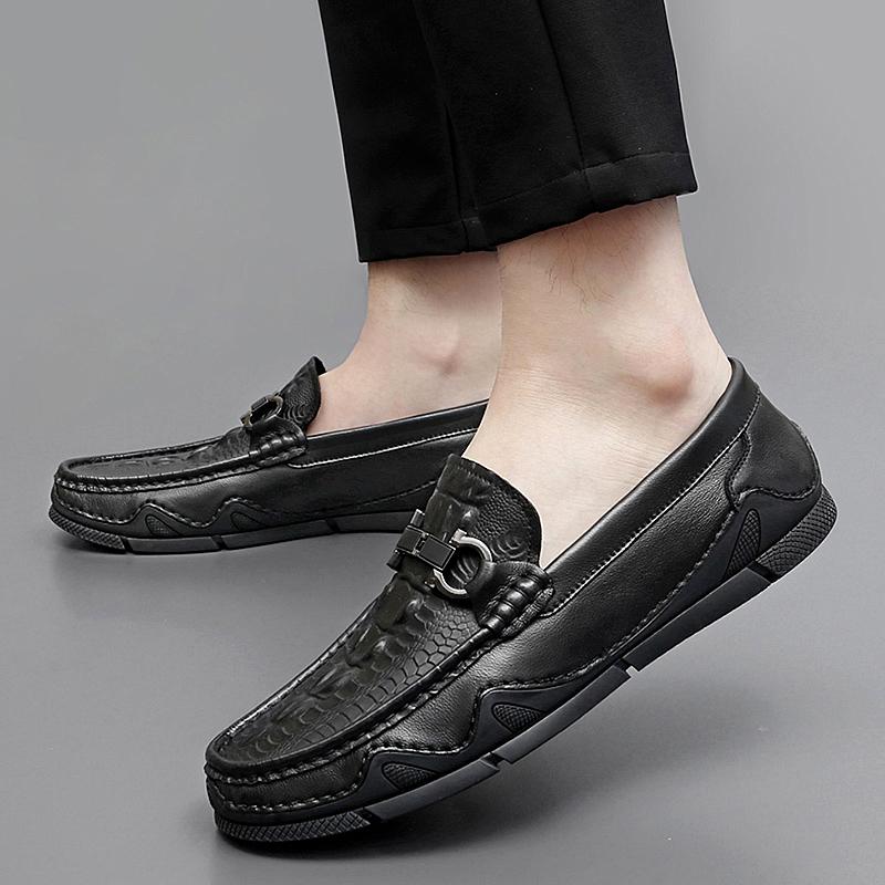 2024 Męskie Buty Moda Mokasyny Męskie Wygodne Skórzane Obuwie do Jazdy Codzienne Męskie Obuwie Żeglarskie Wsuwane Buty Rekreacyjne Do Chodzenia Leniwe Buty