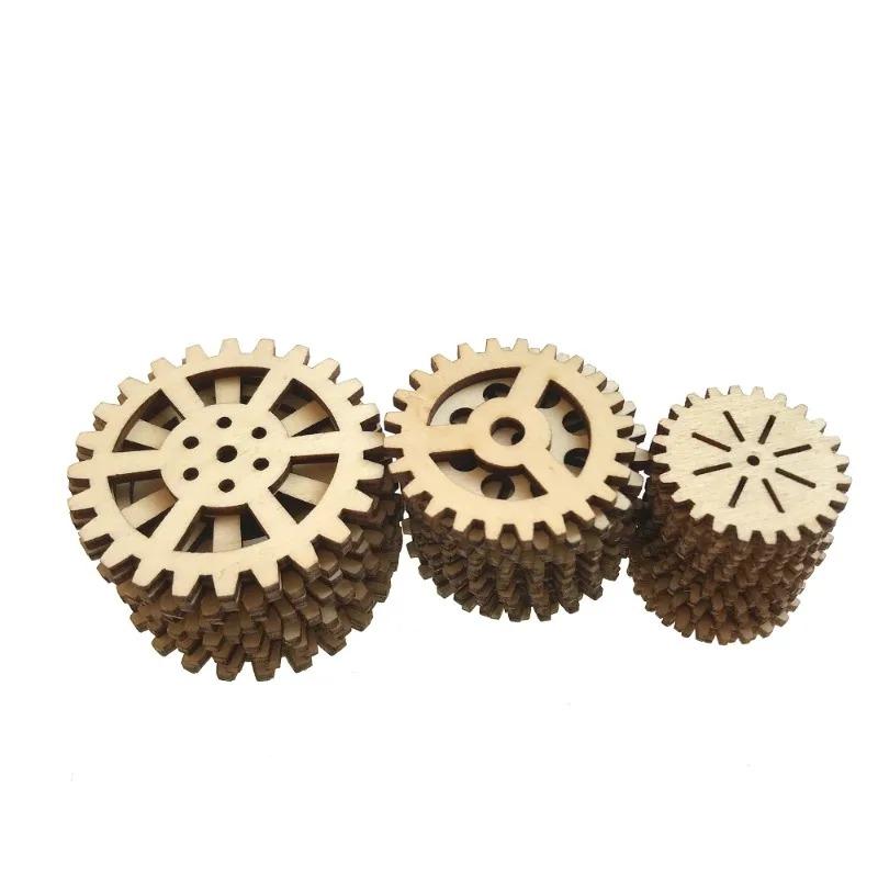 25 Stück Unbearbeitete Holzstücke Basteln DIY Malerei Dekorationen Mini Holz Zahnrad Puzzle Knöpfe