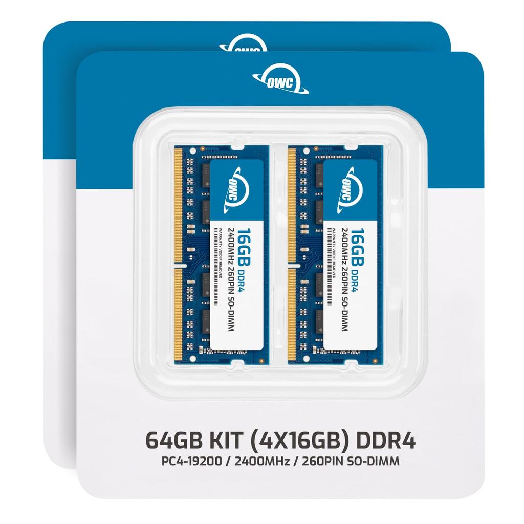 OWC 64GB x 2400MHz DDR4 Memory Upgrade for the 2017 iMac with Retina 5K Display (4 16GB) SO-DIMM PC4-19200 27-inch (OWC2400DDR4S64S)