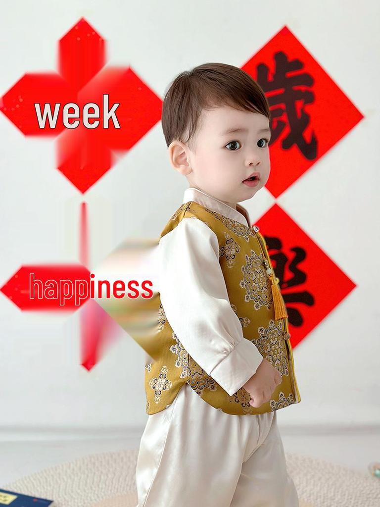2025 Festive Baby Boy Hanfu: Chinese Tang Suit for First Birthday