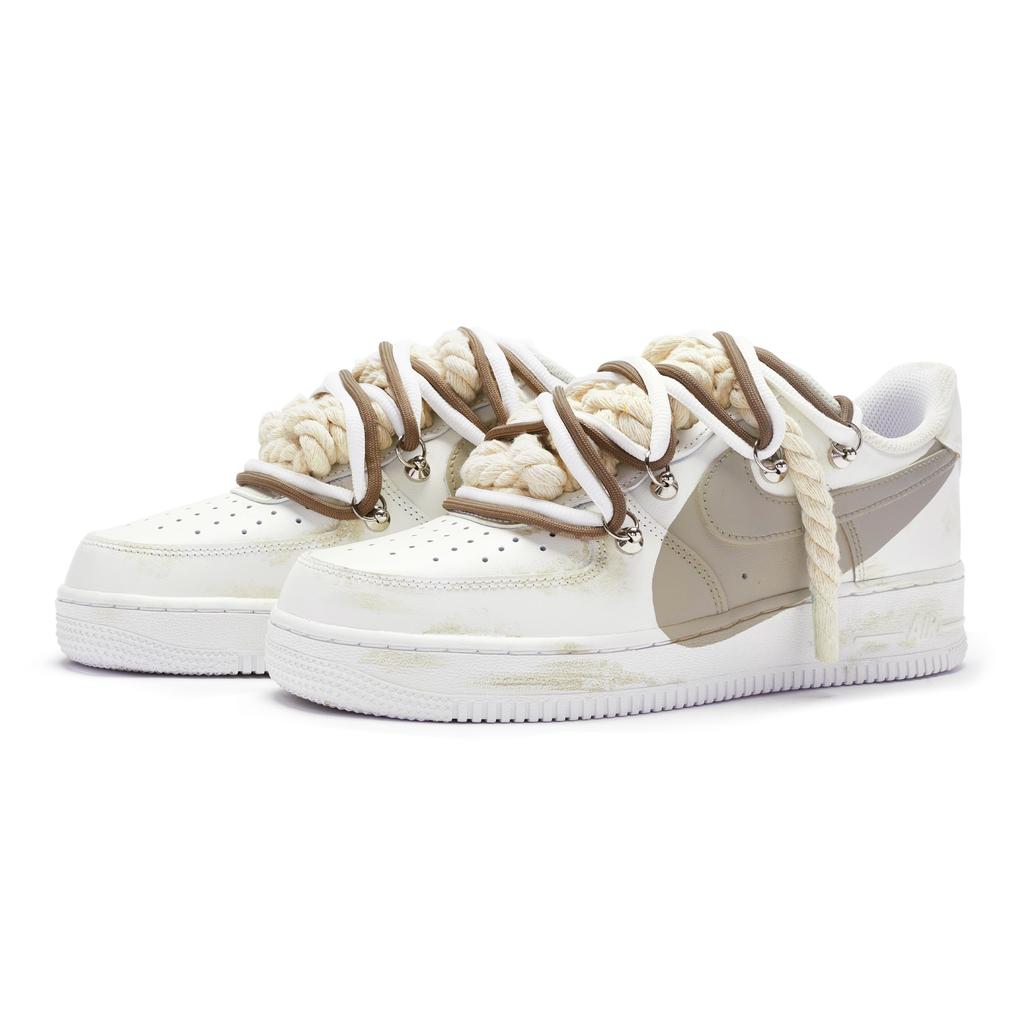 Nike Air Force 1 Low 'T10' Low top Skateboard Shoes Women's Khaki White DD8959-100(TeamR-T10S-BOX)