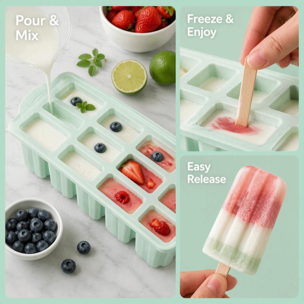 Easy-Release Silicone Ice Cream Molds Silicone Ice Cream Maker Molds Homemade Popsicle
