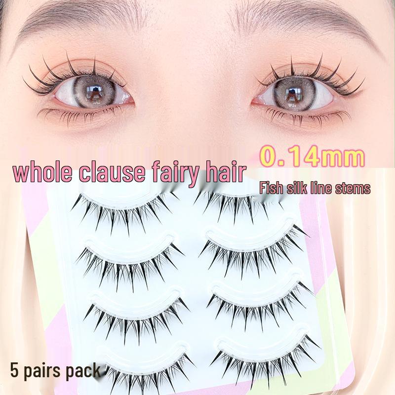 

Dream Deer W-2 False Eyelashes - Transparent Stem, Natural Cartoon Design, One-Piece Strip, Self-Grafting for Women