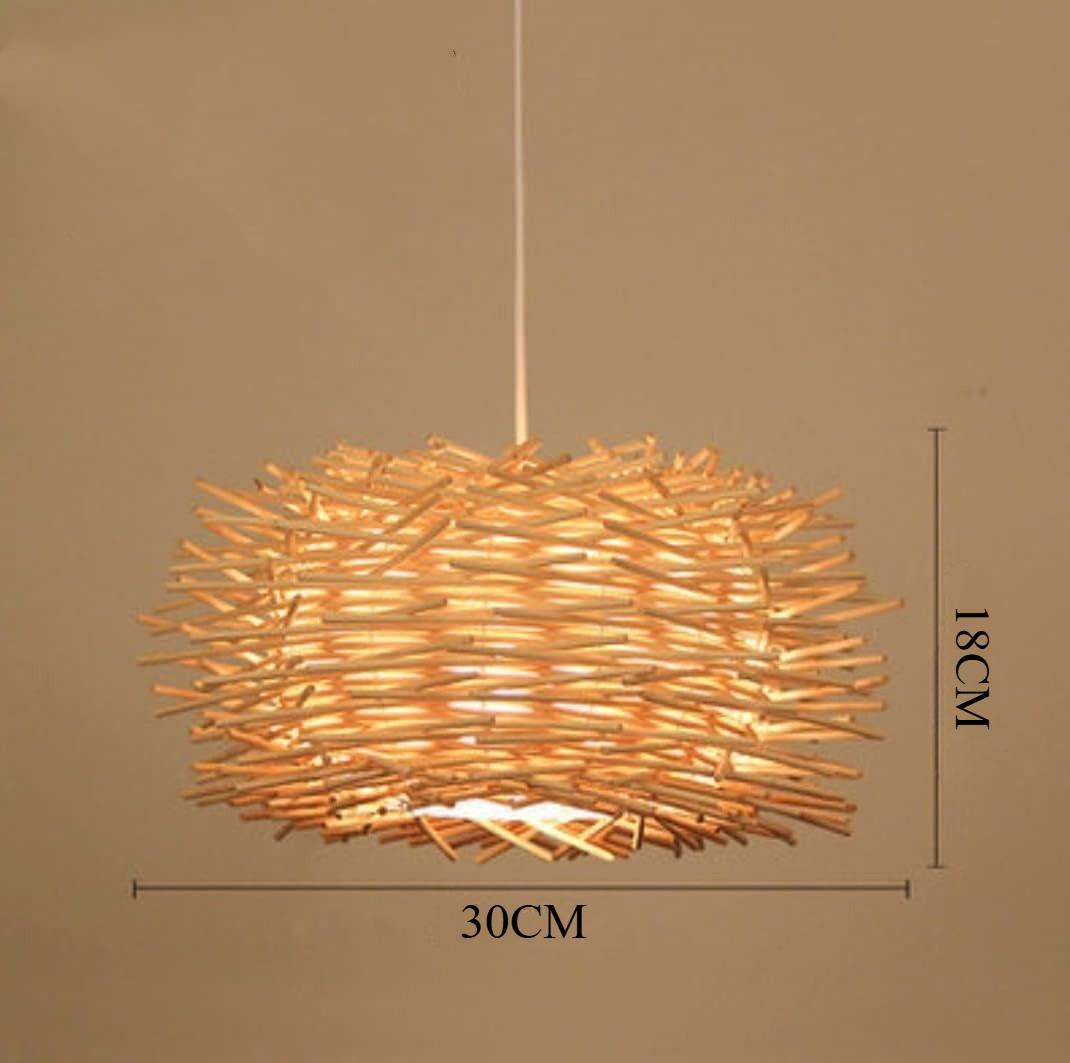 

JOYINLED 30cm Hand-Woven Bamboo Pendant Light, E27 Rattan Lamp Ceiling Fixture for Kitchen, Dining Room, Restaurant, Farmhouse Without Bulb