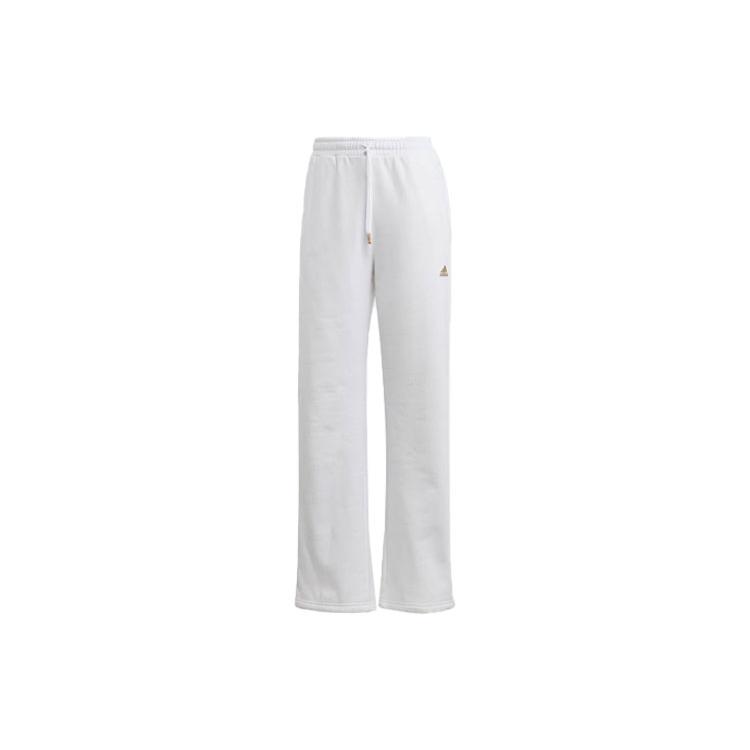 

New Adidas Embossed Monogram Fleece Pants Knitted Sports Pants Women s White IJ9627 XS