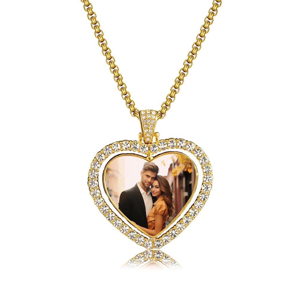 European Hip Hop Personalized Round Photo Men's Necklace