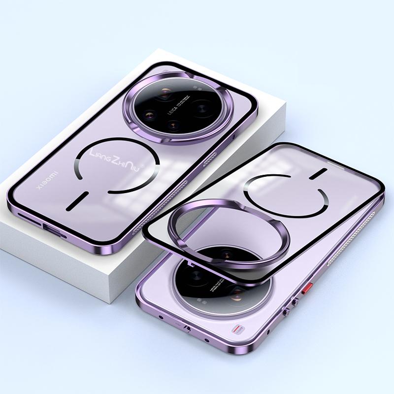 

Magnetic Aluminum alloy Metal Case for Xiaomi 17 Ultra Mi Frosted Matte Back Cover Sweatproof Fingerprint-Resistant Slim Cover Xiaomi 17 Ultra фіолетовий