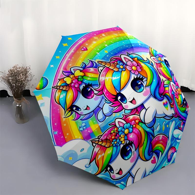 1pz Ombrello Fantasy Unicorno Arcobaleno con Manico in Plastica, Adatto a Tutte le Stagioni Casa Viaggio Ombrello da EsternoDD1561