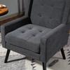 Upholstered Chair with Button Tufting Made of Suede - Mid-Century Modern Armchair with High-Density Foam Cushion and Solid Wood Legs for Small Spaces