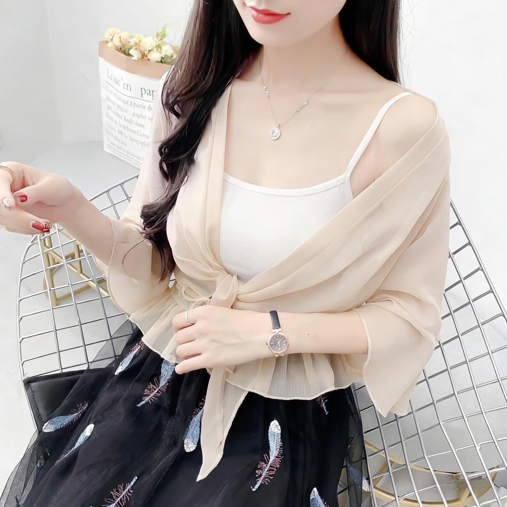 Summer 2026 Women's French Chiffon Sun Protection Cardigan Shawl