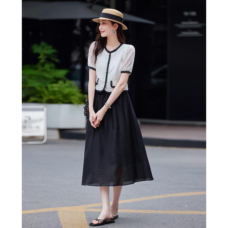TERRE BLEUE Women's Summer Two-Piece Shirt & A-line Skirt Set