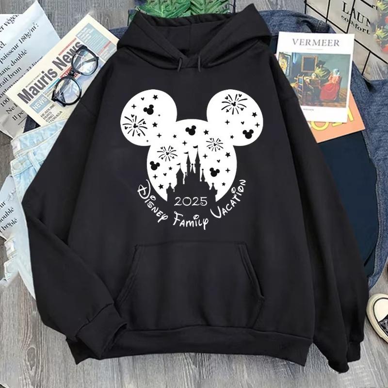Disney 2025 Trip Printed Hoodies Fashion Female Casual Clothing Long Sleeve White Pullover Kawaii Cartoon Graphic Sweatshirt