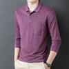 Men's Simplicity Solid Color Business Office Shirt Autumn Winter Male Clothes All-match Long Sleeve Casual Polo-Neck Shirts
