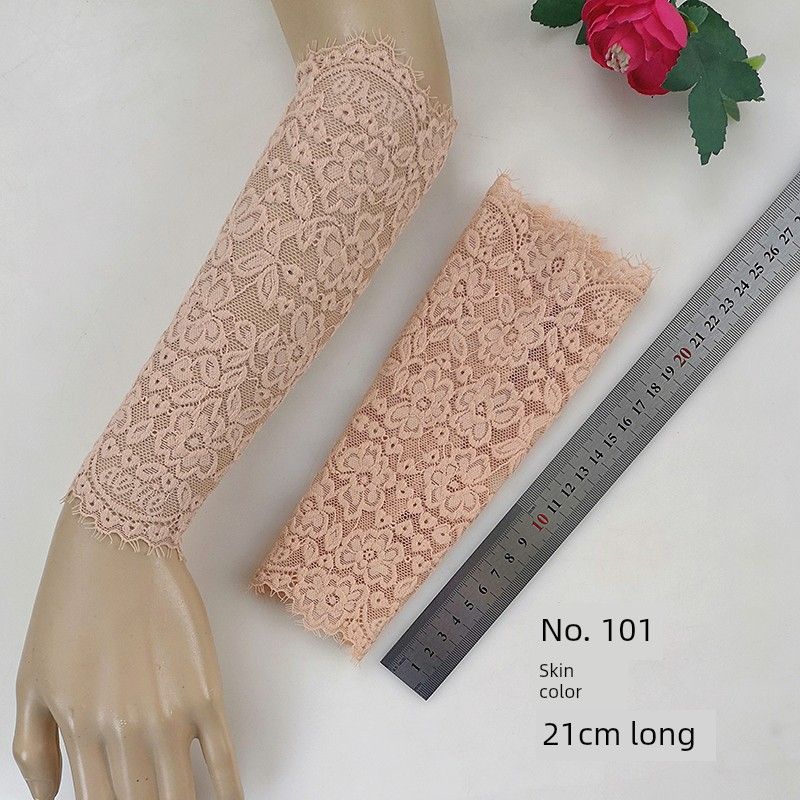 

Oversleeve Women s Sunscreen Scar Covering Tattoo Small Arm Heattech Lace Wrist Cuff Wristband Arm Sleeve Gloves Skin color 101 a pair of 21cm long XL