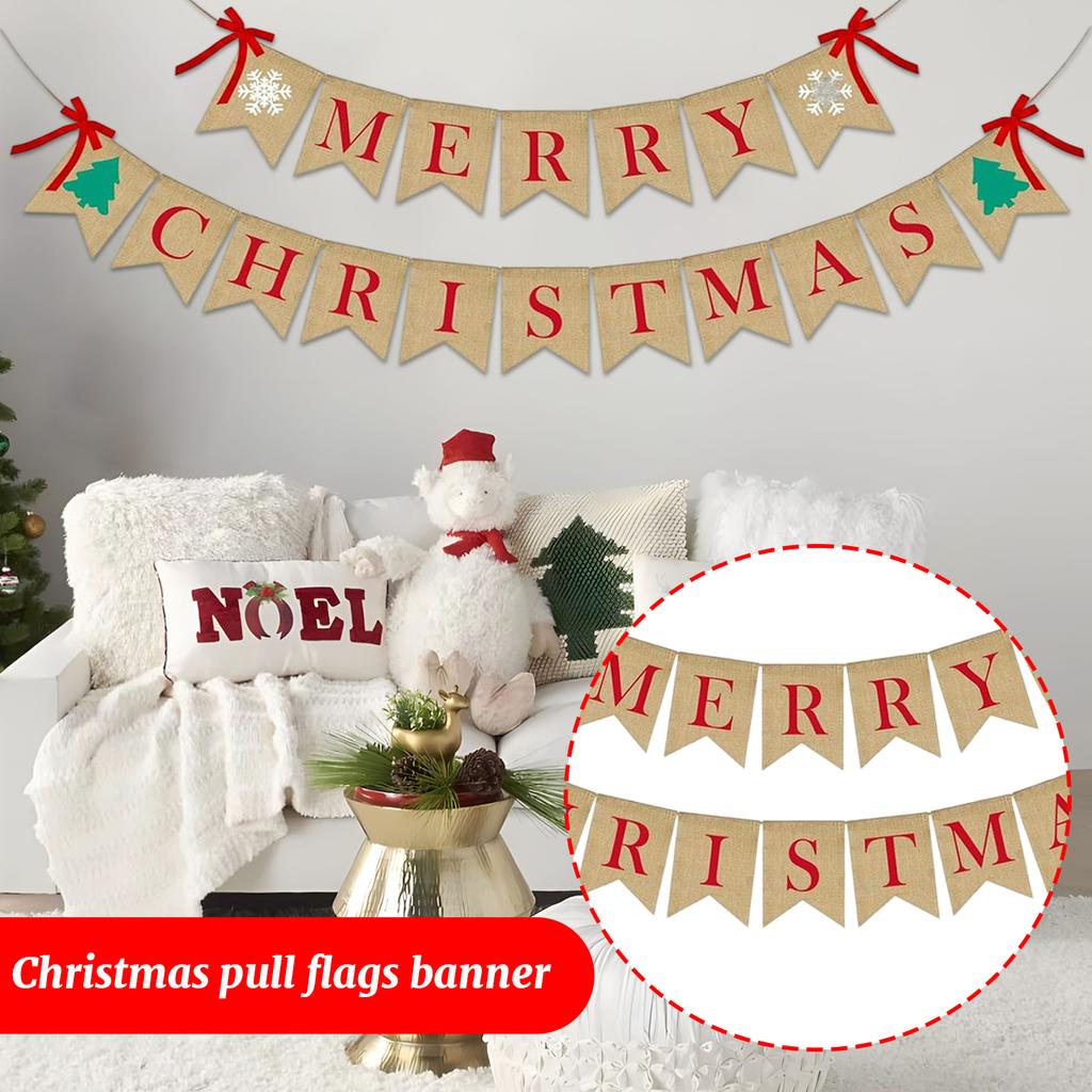 Merry Christmas Banner Christmas Sign Garlands Snowflake Christmas Tree Christmas Party Decorations Xmas Gift New Year