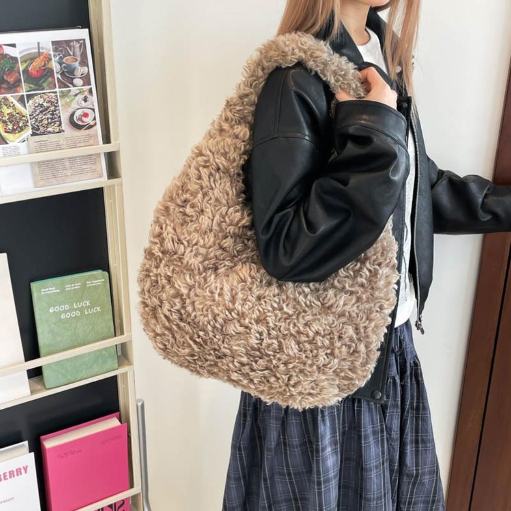 Bolso de Hombro de Felpa para Mujer, Felpa, Gran Capacidad, para el Viaje Diario
