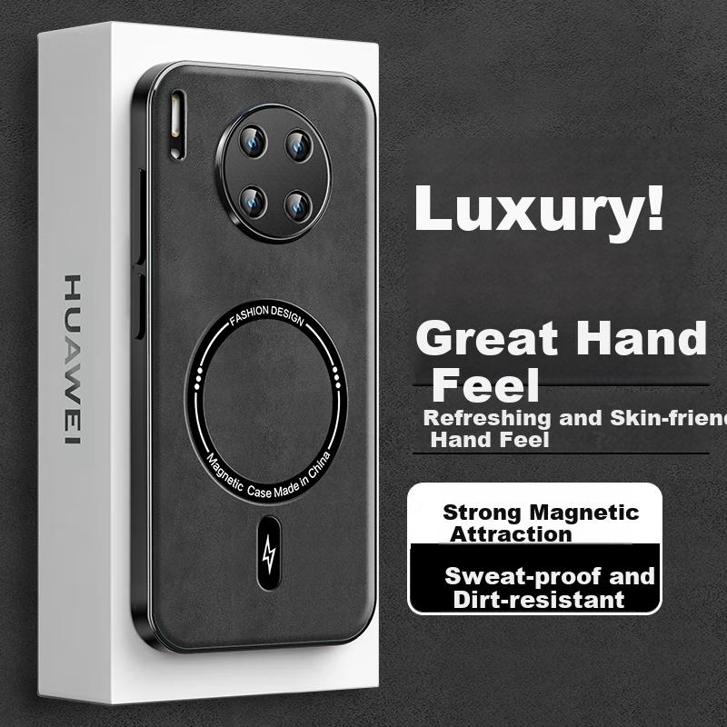 Luxury Leather TexturePhone Case for Huawei Mate 30, Magnetic Case for Huawei Mate 30, Shockproof Anti-Fingerprint Full Protection Cover - Black