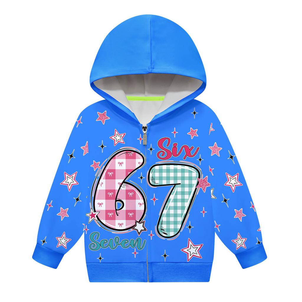 

Kids Girls Steal a Brainrot 67 Printed Hooded Zipper Long Sleeves Jacket Outerwear 160cm