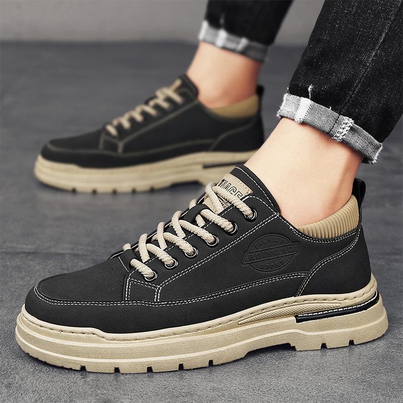 Autumn New Men's Leather Martin Shoes British Platform Versatile Casual Shoes Tooling Sports Live Labor Insurance Men's Shoes