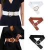 Adjustable Tying Women Waistband Belt Elastic Leather Belt Pin Buckle Belt  Dresses Accessory