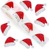 2 Rolls Christmas Hat Stickers 1000 Pcs Glitter Red Santa Hat Stickers Waterproof Self-Adhesive Seal Decals