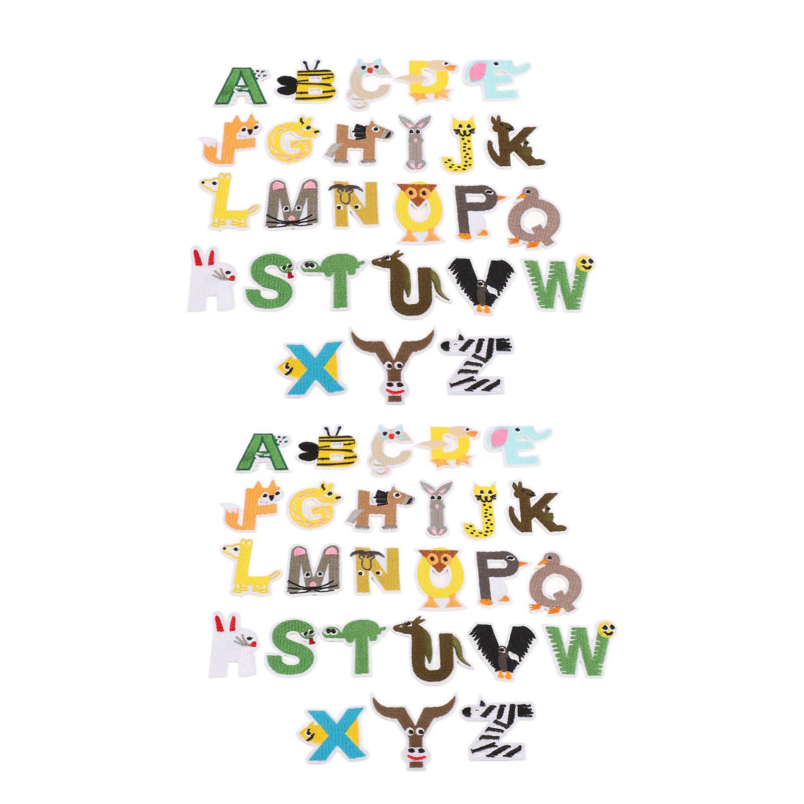 

52 шт. Нашивки с буквами в форме животных, красочные нашивки с буквами от A до Z, вышивка на английском языке своими руками, термонаклейки