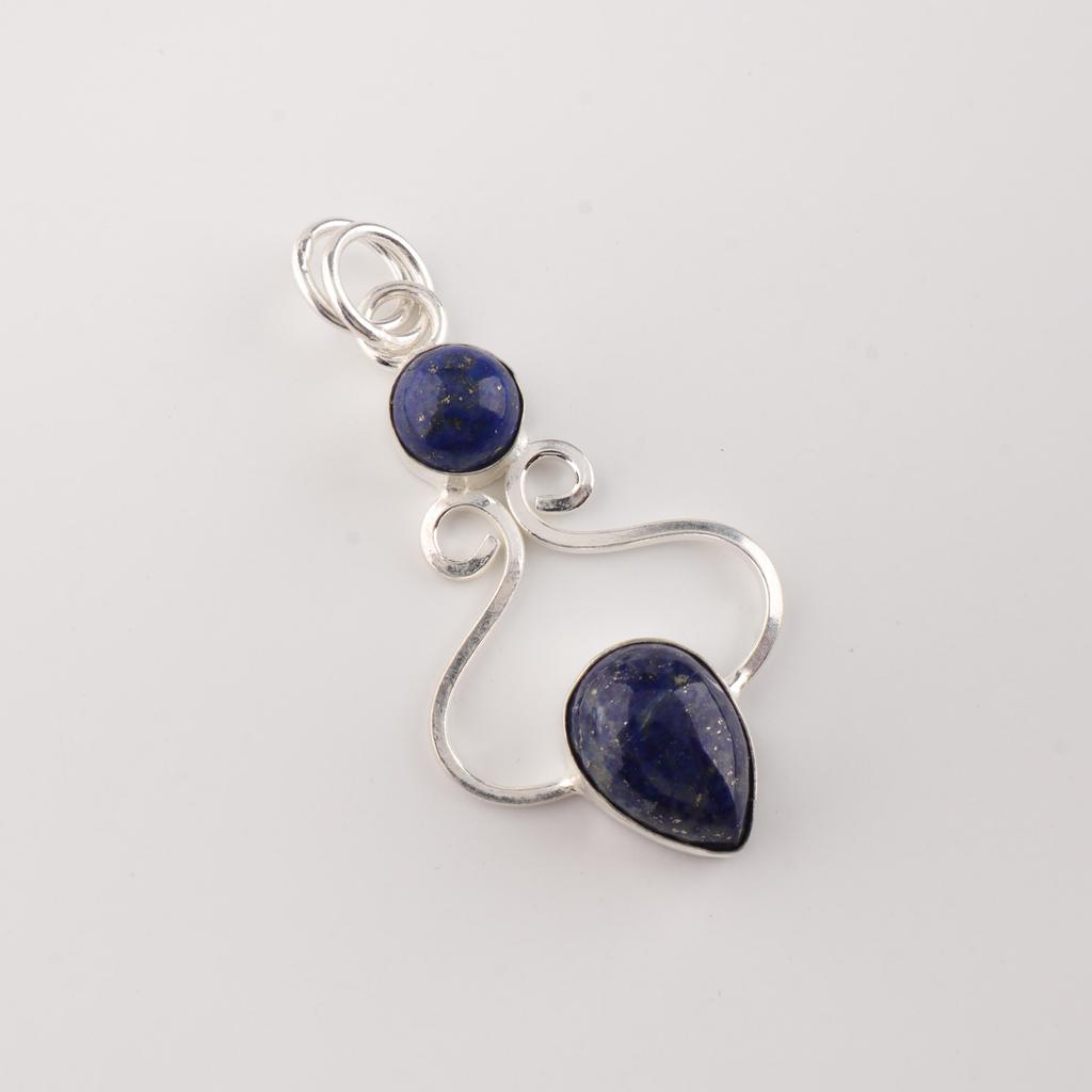 Lapis Lazuli Gemstone 925 Sterling Silver Handcrafted Designer Pretty Pendant 1.60" For Mother PP-13-28