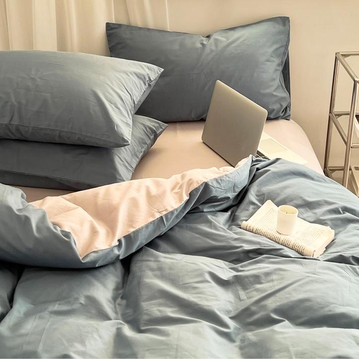 Pure Cotton Quilt Cover, Color Matching Four-piece Set, Pure Cotton, Pure Autumn and Winter Simple Single Product, Bedding, Duvet Cover