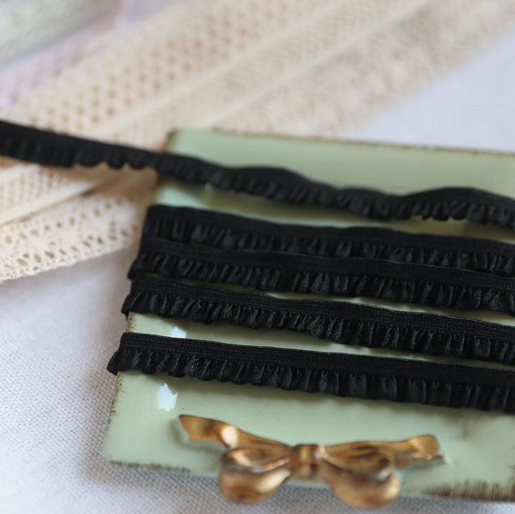 5 Meter Ruffle Lace 1CM Wide Elastic Lace Fabric Ribbon Lace Trim Ribbon Diy Craft Fabric African Fabrics Stretch