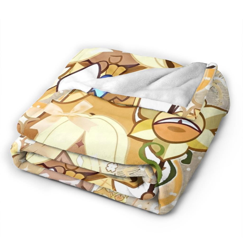 Cookie Run Kingdom Pure Vanilla Cookie Flannel Throw Blanket  for Bedspreads Knitted Blanket Office Super Soft Breathable