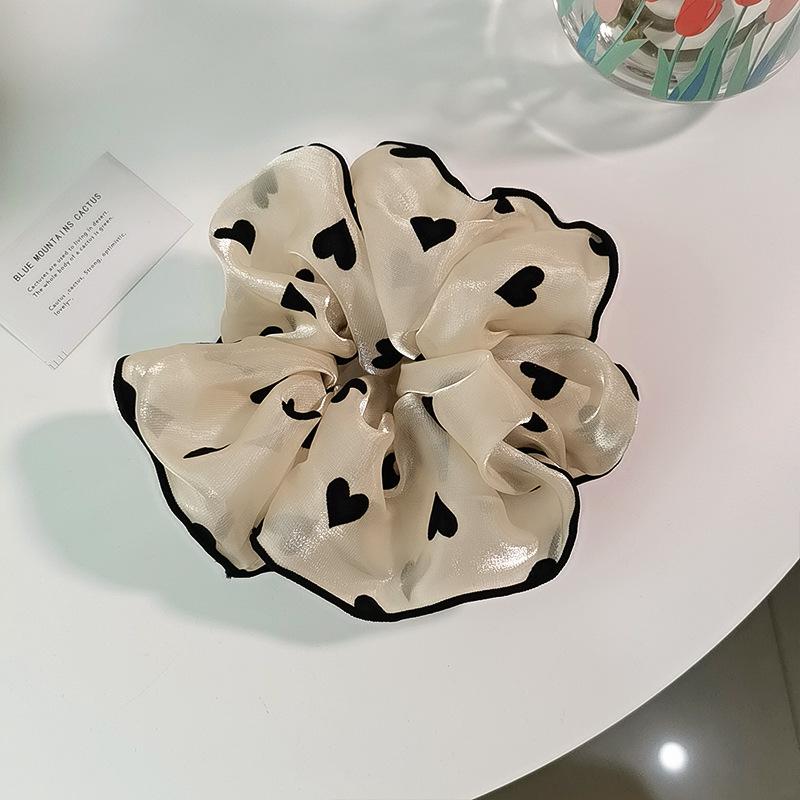 Beige Fashionable Large Hair Tie: Temperamental Yarn Ball Head Accessory for Women