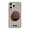 Premium Striped IPhone 16 Case, Retro Brown Stand for Apple 17, IPhone 15 Pro Max, Compatible with Multiple IPhone Models