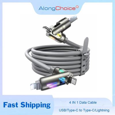 4-IN-1 240W USB Type C To USB C Cable PD Fast Charger Wire For iPhone 16 Pro Max 15 iPad Xiaomi Samsung Tablet 1M Data Cord