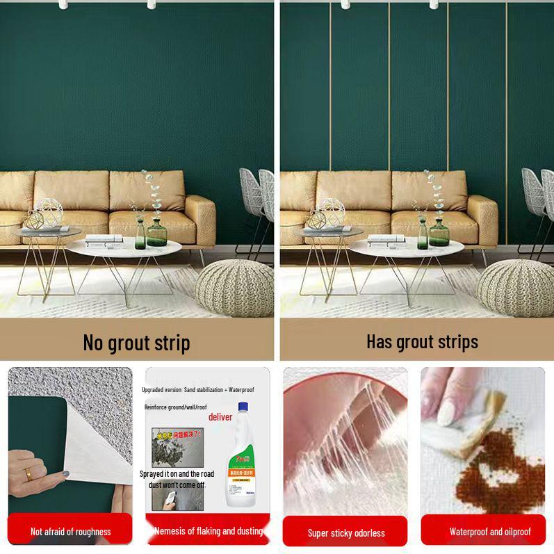 3D Waterproof Self-Adhesive Coarse Peel Wallpaper for Bathrooms, Bedrooms, Kitchens - Mold & Oil-Proof, Moisture Resistant.