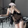 Erotic Lingerie Halter lace nightdress Sexy See-through Seductive Uniform Set for export one piece with hair strap 8037