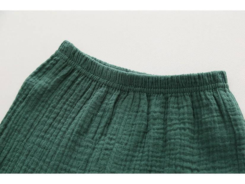 Summer Cotton Linen Boys' Crew Neck Short Sleeve and Shorts Two-Piece Set