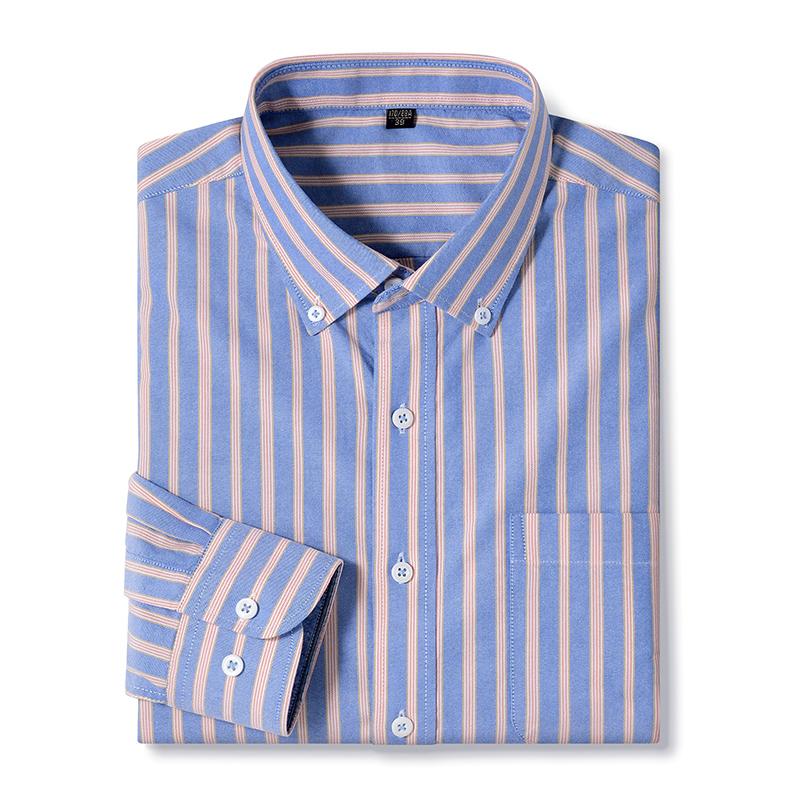 100% Cotton Oxford Shirt Long Sleeve For Men's Social Dress Shirts Soft Comfortable Regular Fit Casual Man Office Shirt 4XL 5XL