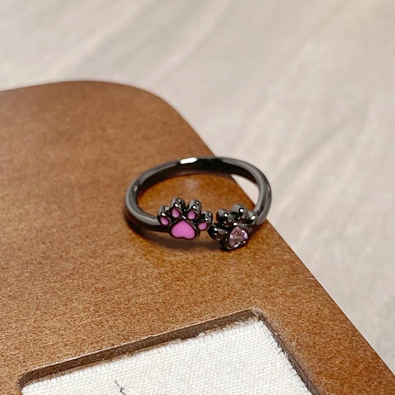 [Розовый коготь Сладкое кольцо] Ретро Темный Готический Розовое Масло Капающий Кошачий Коготь Открытое Кольцо Кольцо Личности Женское Adjustable opening