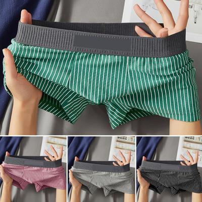 Lenjerie de corp boxer pentru bărbați, cu talie medie, cu imprimeu în dungi, culoare mozaică, pantaloni scurți subțiri, chiloți convex, cu uscare rapidă