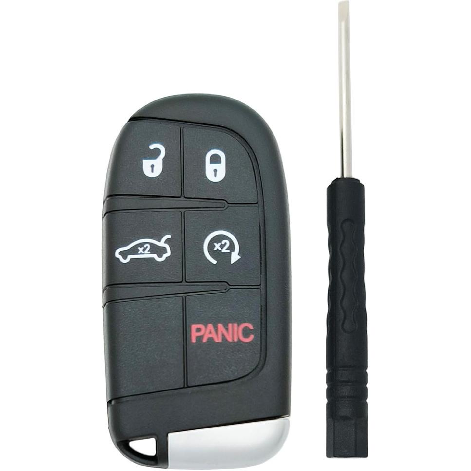 Remote Smart Key Fob Shell Case Fit for Dodge Charger Challenger - Chrysler 200 300 Keyless Entry Replacement Car Key Cover (4 Buttons-b)