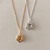 Korean Fashion Personality S925 Silver Three-dimensional Rose Necklace Simple Design Camellia Collarbone Chain