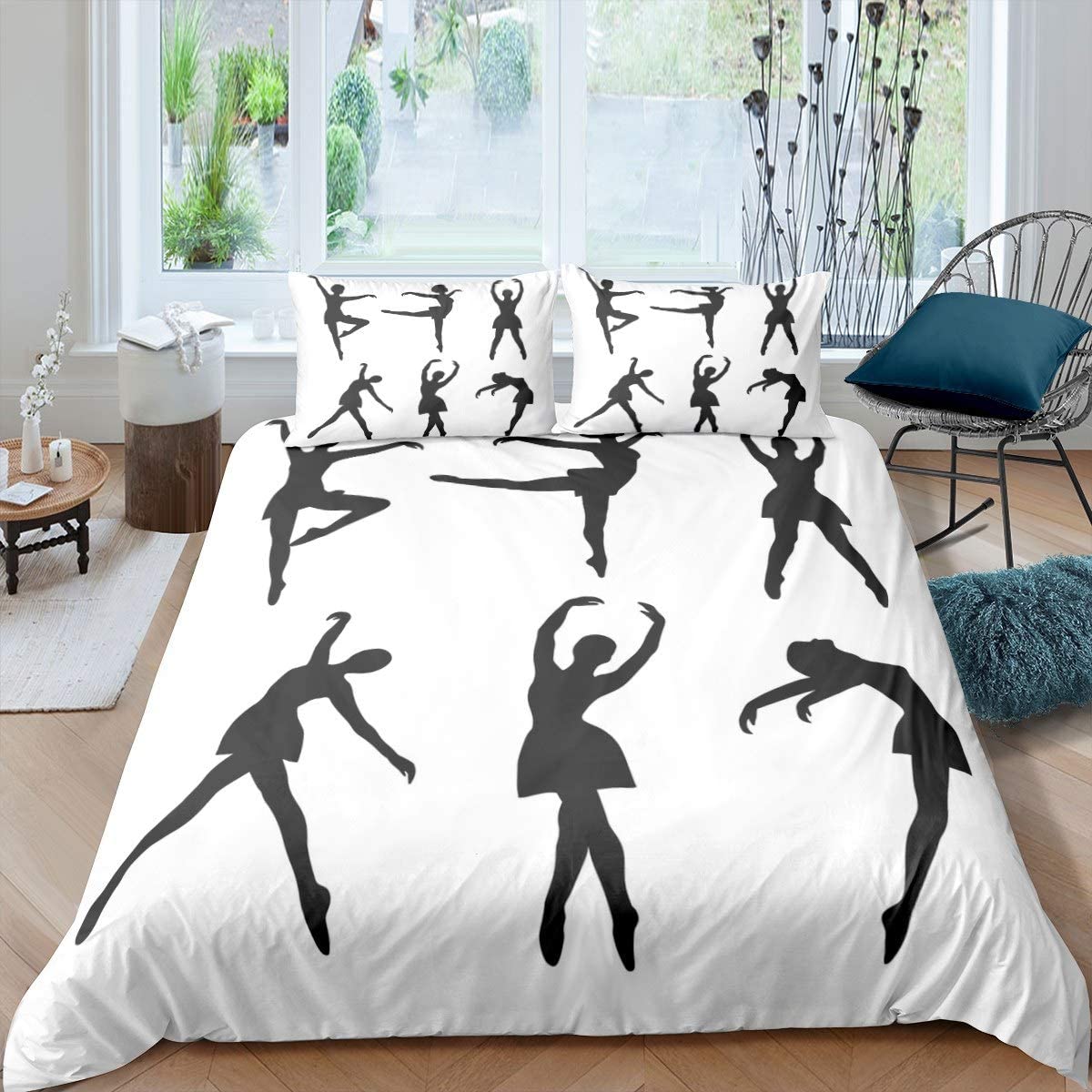 

Ballet Dancer Duvet Cover Set Cartoon Dancer Girly Bedding Set Beauty Ballet Quilt Cover Twin Queen King Microfiber Bedclothes Tool EU single(135x200cm)