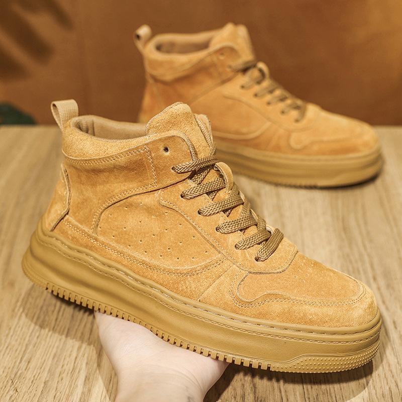 High-top shoes autumn and winter new British style retro heightening casual board shoes genuine leather waterproof Martin boots